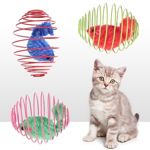 Eco-Friendly Cat Toy from <strong>Pet</strong> Supplier Colorful <strong>Playful</strong> Coils with Mouse Fur Stretchable Rolling Balls for Cats - Product Image 1