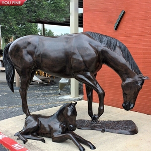 YOUFINE Statue de cheval et de <span class=keywords><strong>poulain</strong></span> en bronze, sculpture équestre de jumente et de <span class=keywords><strong>poulain</strong></span> pour ranch et allée de propriété - Product Image 1