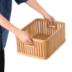 Best Quality Bamboo <b>Rectangle</b> Daily <b>Storage</b> <b>Basket</b> with Handles for Toy and Sundries <b>Storage</b> - Product Image 5