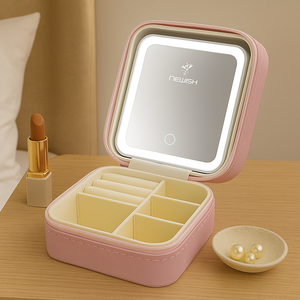 Xách tay <span class=keywords><strong>Led</strong></span> trang điểm túi với Gương thông minh sản phẩm nhà nhỏ không dây hộp trang điểm với ánh sáng cho phụ nữ mỹ phẩm lưu trữ - Product Image 2