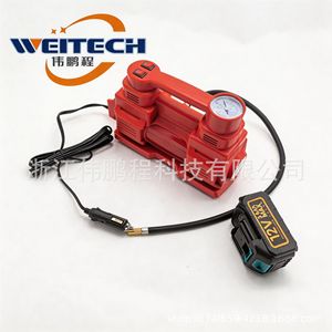 Weitech Dual Cylinder Tire Inflator 12V Lithium <b>Battery</b> Car Air <b>Pump</b> With Pointer Gauge For Compact Car Motorcycle - Product Image 3