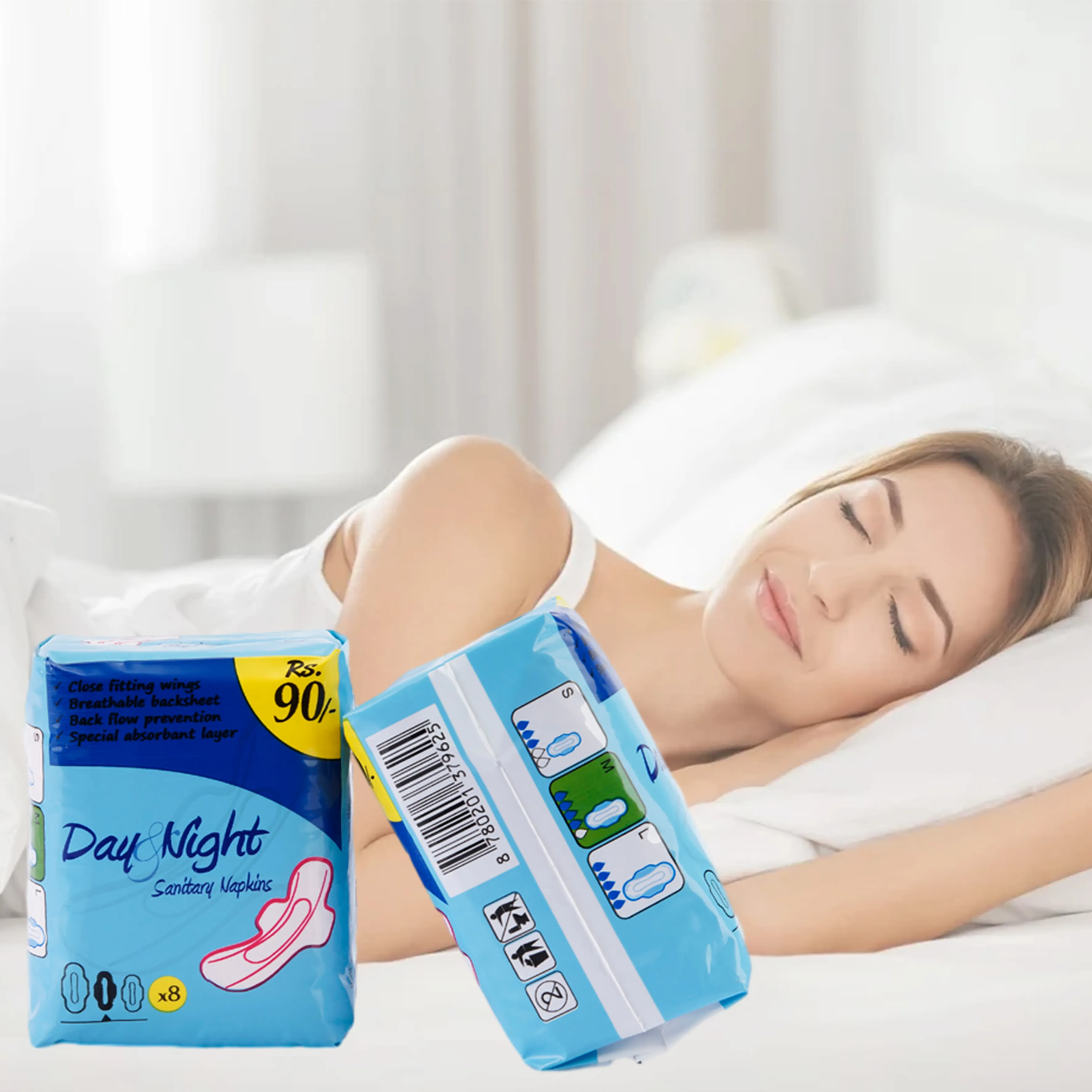Campione gratuito prodotti per l'igiene femminile assorbenti igienici usa e getta cotone spensierato uso durante la notte assorbenti per le donne mestruali