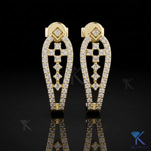 Lab Grown CVD HPHT Diamond Round Cut Openwork Half <b>Hoop</b> <b>Earrings</b> Pave 14K/18K <b>Solid</b> Gold Luxury Wedding Women Jewelry - Product Image 4