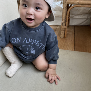 Vêtements une pièce coréen pour bambins, sweat à capuche épais imprimé LOGO, vêtements pour nouveau-nés, barboteuses 0-24 mois - Product Image 3