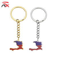 Porte-clés Souvenir en Alliage avec Pendentif Carte du Drapeau National d'Haïti, Vente en Gros Directe Usine Chine