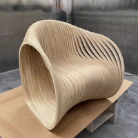 Chaise Paramétrique en Bois Massif, Chaise d'Attente pour Hôtel, Mobilier Paramétrique, Chaise en Bois Paramétrique
