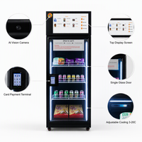 Distributeur automatique intelligent à reconnaissance faciale, technologie visuelle IA, réfrigérateur à porte unique pour snacks et boissons, kiosque en libre-service