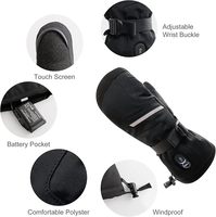 Mitaines de ski chauffantes alimentées par batterie rechargeable, équipement de sport de plein air, pochette pour les mains pour hommes et femmes, mitaines thermiques