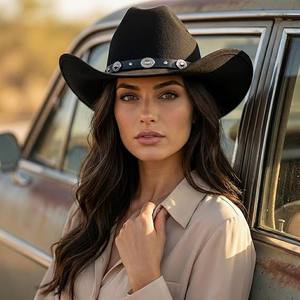 Sombrero de Vaquero Occidental para Fiesta o Festival, de Fieltro, con Ala Ancha y Moldeable, para Hombres y Mujeres - Product Image 5