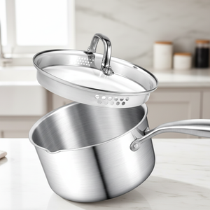 Ustensiles de cuisine portables en acier inoxydable 201/304, poignée en acier inoxydable avec <span class=keywords><strong>couvercle</strong></span> en verre, casserole en acier inoxydable - Product Image 1