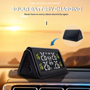 Motosiklet Tpms harici sensör kamyon lastiği basınç izleme sistemi güneş şarj büyük Lcd ekran alarmlar araba kablosuz Tpms