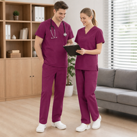 Ensemble de blouses médicales unisexe en polycoton, coutures durables, multi-poches, vente chaude pour le secteur médical et les spas