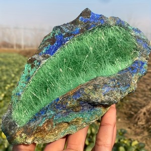 Azurita Cruda de 50-200g, Piedra Curativa, Espécimen de Cristal de Cuarzo Verde Brillante, Mineral en Racimo - Product Image 2