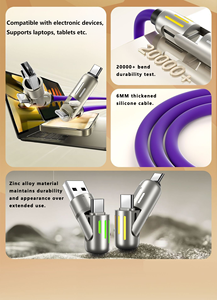 Hot-bán 4-in-1 Silicone USB nhanh sạc cáp dữ liệu thích ứng với đa thương hiệu điện thoại di động Silicone nhanh sạc cáp dữ liệu. - Product Image 3