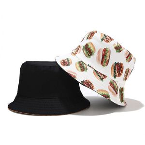 Voron — <span class=keywords><strong>casquette</strong></span> de pêcheur puces hamburgers, chapeau de seau réversible, viande poisson imprimé avec motifs amusants, nouveauté, été - Product Image 5