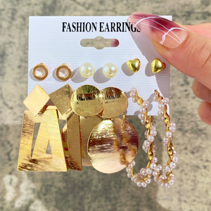 Sıcak satış kore moda küpe takı güzel inci küpeler parti için set - Product Image 5