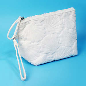 Sac de toilette en coton jacquard à <span class=keywords><strong>motif</strong></span> coquillage créatif pour femmes, sac de maquillage en <span class=keywords><strong>tissu</strong></span> éponge pour les voyages - Product Image 4