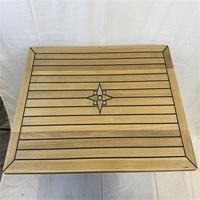 Table pliante en teck avec plateau 340/680 * 1000 mm, 13.4/26.8 * 39.4 pouces, rectangulaire avec incrustation étoile, pour yacht marin et camping-car TW35100