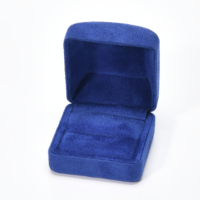 Boîte à bijoux en faux daim bleu roi avec logo personnalisé en relief, couleur personnalisée, taille personnalisée, doublure pour bague, boucles d'oreilles, collier, Saint-Valentin
