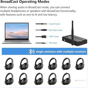 Émetteur <span class=keywords><strong>audio</strong></span> sans fil HD multi-interface LE V5.4 pour TV, adaptateur <span class=keywords><strong>Bluetooth</strong></span> LE <span class=keywords><strong>Audio</strong></span> Aptx sans perte/adaptatif Auracast - Product Image 6