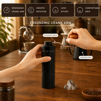 Moulin à café manuel portable ergonomique pour débutants, réglable, à faible effort, avec meules en acier inoxydable 420, idéal pour la vente en gros