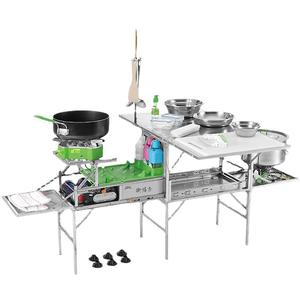 Set Cucina Mobile da Campeggio, Fornello RV, Pentole Pieghevoli Portatili in Acciaio Inox, Fornello a Gas, Accessori <span class=keywords><strong>BRS</strong></span>-96 - Product Image 1