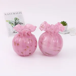 Pink handmade Murano glass vase