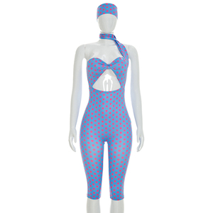 Viviblook J26JP122 Combinaison décontractée une pièce pour femme, sans bretelles, à imprimé pois, avec bandeau, pour l'été - Product Image 4