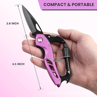 5 couleurs 6-en-1 auto-défense multi-outils multi-outils mousqueton couteau porte-clés avec brise-vitre, ouvre-bouteille et tournevis