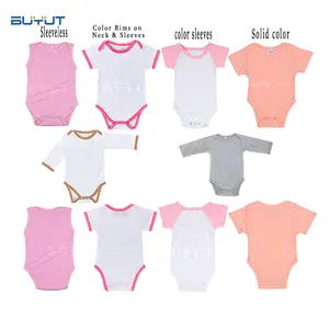 Vendita calda sublimazione colori pastello vuoto pagliaccetto del corpo del bambino poliestere cotone sentire vestiti infantili di colore normale