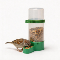 Mangeoire et abreuvoir automatiques pour perroquets, calopsites et mynas avec plateau de nourrissage double usage en bois et récipient à nourriture