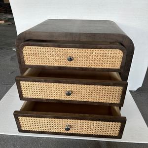 Cómoda de Estilo Nórdico con Acabado en Madera de Sauce y Asa de Hierro, Mesita de Noche para Dormitorio - Product Image 4