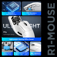 ATTACK SHARK R1 Wireless 59g Ultra-Light PAW3311 Tiga Mode Smart Sleep Desain Ergonomis Mouse Gaming untuk Gaming dan Kantor