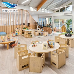 Juego de Mesa y Sillas de Seguridad Montessori para Preescolar, Muebles de Madera para Niños, para Jardín de Infancia, Guardería, Salón de Clases - Product Image 1