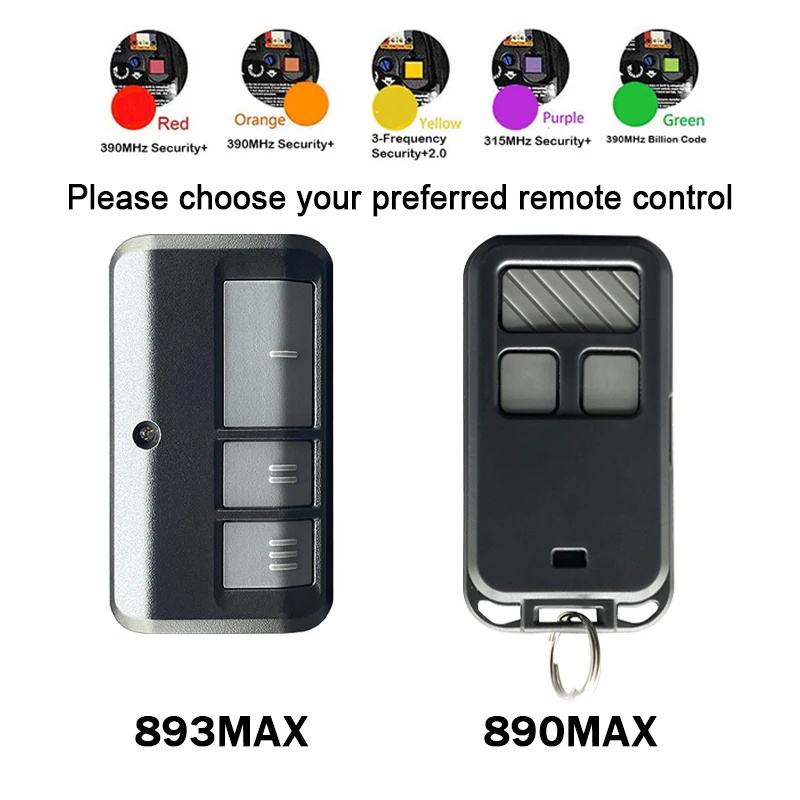 893MAX 890MAX Garage Door Opener Remote Control 310MHz 315MHz 390MHz ...
