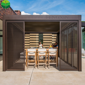 Cortina de techo <span class=keywords><strong>exterior</strong></span> de aluminio japonés cobertizo de jardín pérgola Louvre cuchillas con cortinas - Product Image 2