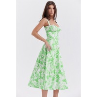 Robe d'été pour femmes, robe midi à bretelles spaghetti, imprimé floral de plage, bustier, col en V, fente croisée