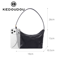 Tas Bahu Kulit Asli Mewah Wanita Tas Hobo Kulit Sapi Lembut Vintage Tas Tangan Mini Tahan Air untuk Perjalanan Sehari-hari