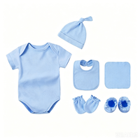 Personalizado recién nacido fabricante de ropa de bebé mono de algodón + sombreros + babero Unisex 6 uds conjuntos de ropa de bebé de manga corta mamelucos de bebé