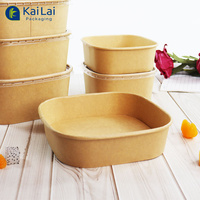 Bol à repas rectangulaire jetable en papier kraft biodégradable à paroi simple, imprimé sur mesure et chauffable, pour restaurant