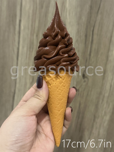 Plastic Simulation Food Model Prop Decoration Double Colors DIY Ice Cream Faux Cone Waffle 17cm 6.7inch Display ASMR Video Show - Product Image 5
