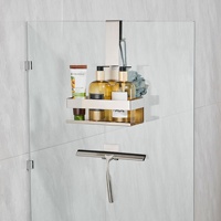 Étagère de salle de bain en acier inoxydable brossé monocouche pour usage domestique et raclette à verre avec capacité de 10 kg