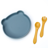 Ensemble de vaisselle écologique sans BPA pour enfants Salle à manger pour nourrissons Cuillère en silicone de qualité alimentaire pour bébés et enfants Sûr et sain
