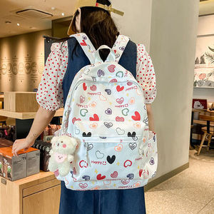 Mochila para estudiantes de secundaria con estampado de dibujos animados bonitos a la moda, mochila de viaje Coreana de gran capacidad, bolsas para mujeres y hombres - Product Image 4