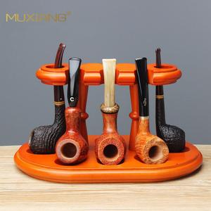 Muxiang Wood <b>Pipe</b> <b>Stand</b> 8 Position Solid Wood Holder For Smoking <b>Pipes</b> Durable - Product Image 1
