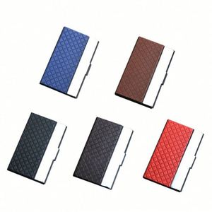 Estuche para Tarjetas de Visita de Metal Plateado de Acero Inoxidable de Lujo con Logotipo Personalizado de Alta Calidad en Cuero PU - Product Image 1