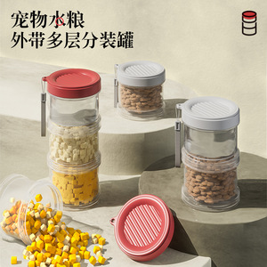 ขวดน้ำสำหรับสัตว์เลี้ยงแบบพกพาข้ามพรมแดนรุ่นใหม่ ถ้วยใส่น้ำและอาหารแบบพกพา ภาชนะบรรจุหลายชั้นสำหรับสุนัขและแมว เหมาะสำหรับ - Product Image 1