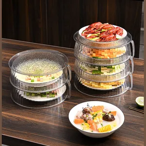 Wholesale Reusable Multi-Layer Round Transparent Insulated Plastic Lid Stackable Food Warmer Cover