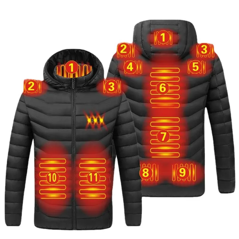 Verwarmde Winterjas Voor Mannen 11 Zones Winddichte Verwarming Outdoor Capuchon Jas Usb Verwarmde Jas