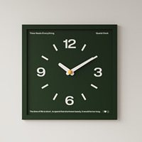 Seni Dinding Hijau Kreatif dengan Jam Kata-Kata Motivasi Jam Dinding Persegi Quartz Tanpa Suara untuk Dekorasi Kamar Tidur Ruang Tamu.